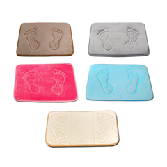 Alfombra Baño Con Memoria Cubierta De Microfibra Y Base Antideslizante Decorada Pies