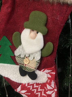 Bota Navidad Paño Tela Tejida Deco Papa Noel Reno Premium en internet