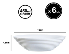 Ensaladera Bowl Vidrio Luminarc Harena 16 Cm Pack X6 Pettish - comprar online