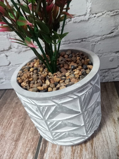 Maceta Cemento Decorativa Con Planta Artificial Pettish - Pettish Bazar