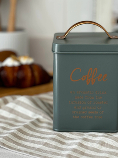 Lata Cafe Deco Y Guardado Diseño Verde Manija Bronce Carol en internet