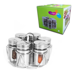 Especiero Condimentero Acero Vidrio Con Base Set X 6 Pettish - comprar online