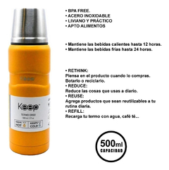 Termo Acero Inoxidable 500ml Keep Con Tapon Cebador Pettish