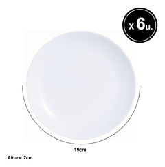 Plato Postre 19cm Luminarc Diwali Vidrio X6 Templado Pettish