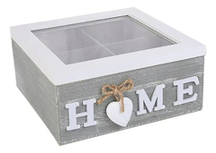 Caja De Te 4 Divisiones Madera Con Tapa De Vidrio Pettish