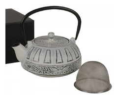 Tetera De Hierro Con Filtro Decorada Blanca Pettish Online en internet