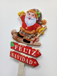 Adorno Navidad Con Vara Papa Noel Feliz Navidad Pettish