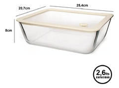 Contenedor Hermetico Fuente De Vidrio Con Tapa 2,6 Lts Horno - comprar online