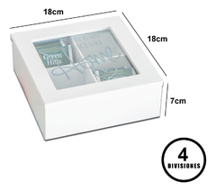Imagen de Caja De Te 4 Divisiones Madera Con Tapa De Vidrio Pettish
