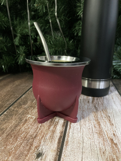 Mate Termico Imperial Nativo Con Bombilla Virola Acero Color Bordó - tienda online