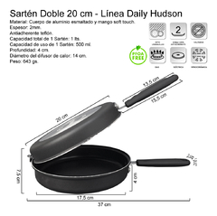 Sartén Doble Hudson Daily De Aluminio Negro - comprar online