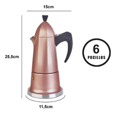 Cafetera Estilo Italiana Aluminio 6 Tazas Espresso Pettish - tienda online