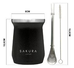Mate Sakura Acero Inoxidable Termico Clasico 236 Ml Color Negro en internet