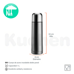 Termo Bala Acero Inoxidable Doble Capa Termica 1 L - Pettish Bazar