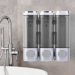 Dispenser Triple Ducha Baño Shampoo Jabon Visor Pared Color Transparente - comprar online