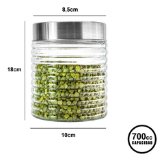 Set 3 Frascos Vidrio 1400 1100 700cc Tapa Acero Pettish - Pettish Bazar