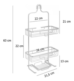 Organizador Ducha Triple 3 Estantes Aluminio Inoxidable Mate - comprar online