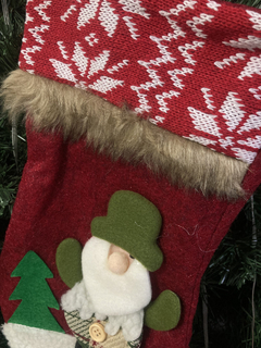Bota Navidad Paño Tela Tejida Deco Papa Noel Reno Premium - Pettish Bazar