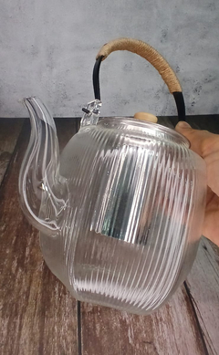 Tetera De Vidrio 1 Litro Con Filtro De Acero E Infusor Y Asa