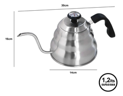 Jarra Barista Con Termometro Y Pico Largo 1200 Ml Cafe Leche - comprar online