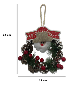 Corona Puerta Deco Navidad Adorno Papa Noel Piña Frutos - comprar online