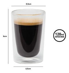 Taza Jarro Bombe Vidrio Doble Mug Cafe 125 Ml Pettish Online - comprar online