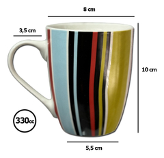 Imagen de Jarro Mug Taza Conica Ceramica Rayada Vertical Pettish