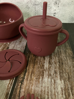 Imagen de Set De Alimentación Bebes Silicona Plato Vaso Bowl Babero
