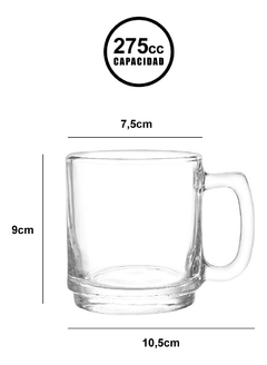 Jarro Taza Mug Vidrio Cristar Firenze 275cc Pettish Online - comprar online
