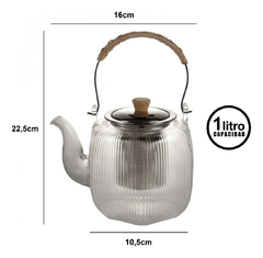 Tetera De Vidrio 1 Litro Con Filtro De Acero E Infusor Y Asa - comprar online