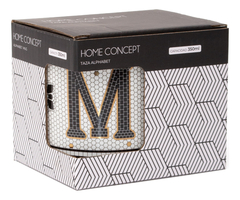 Taza Mug De Ceramica Home Concept Alphabet Letras 350 Ml Color Blanco Negro Y Dorado M - tienda online