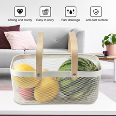 Canasto Organizador Metal Con Manija Madera Pettish Online - comprar online