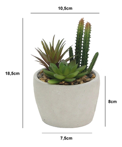 Maceta Cemento Decorativa Con Planta Artificial Pettish - tienda online