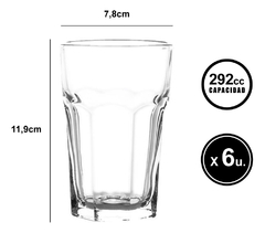 Vaso Vidrio Alto Cristar Lisboa Facetado 292cc Pack X6 Jugos - comprar online
