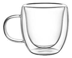 Taza Jarro Bombe Vidrio Doble Mug Cafe 150 Ml Pettish Online - comprar online