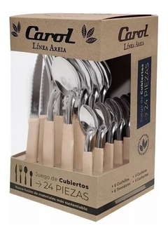 Set 24 Cubiertos Carol Mango Plastico Caja Pettish Online en internet