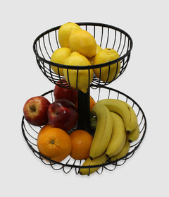 Frutera Doble Metal Negra Centro De Mesa Contenedor Pettish - Pettish Bazar