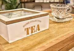 Caja De Te Madera Home Con Tapa Con 4 Divisiones - Pettish Bazar