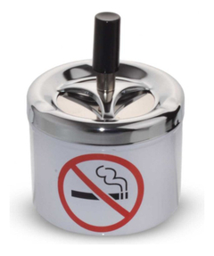 Cenicero Tragacolillas A Presion Tabaco Tapa Acero Inox Color Prohibido Fumar - comprar online