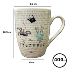 Taza Jarro Mugg Ceramica Conica Flores Pettish Online - comprar online