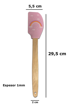 Imagen de Espatula Silicona Mango Madera Diseño Colores Pettish Online