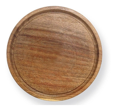 Plato Asado Madera Algarrobo Camping 24 Cm - Pettish Bazar