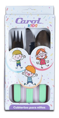 Juego Cubiertos Niños Infantil Plastico Acero Color - comprar online
