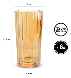 Vaso De Vidrio Alto Diseños Glassware Pack X6 Pettish Online - tienda online