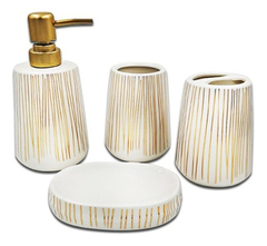Set Baño Ceramica Redondo Dispenser Vaso Jabonera - tienda online