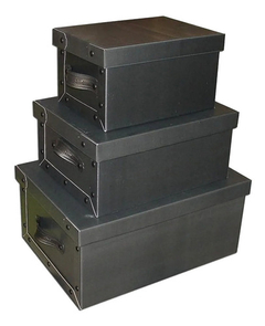 Set X3 Cajas Baulera Organizadora Negro Deco