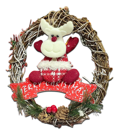 Corona Navidad Decorada Mimbre Flor Perla S Pettish Online - Pettish Bazar