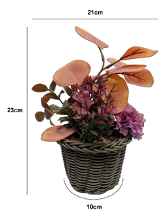 Planta Artificial Con Maceta Mimbre Decorada Pettish Online - comprar online