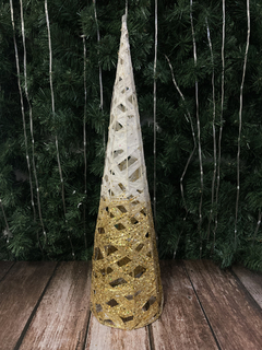 Arbol Cono Deco Navidad Adorno Pino Brillos Con Luz M