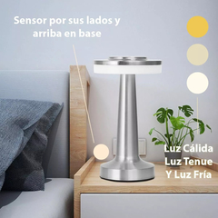 Imagen de Lampara Velador Led Usb Recargable Metal Tactil Deco Pettish